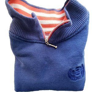 Vtg Reebok Sport Classic Sweatshirt Logo Emblem Ribbed Striped Collar Small